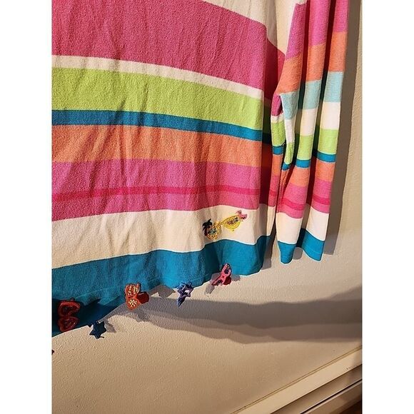 Just B Bright Womens Cardigan Sweater XL Sequin Sunglasses Embroidered Summer - Picture 8 of 8